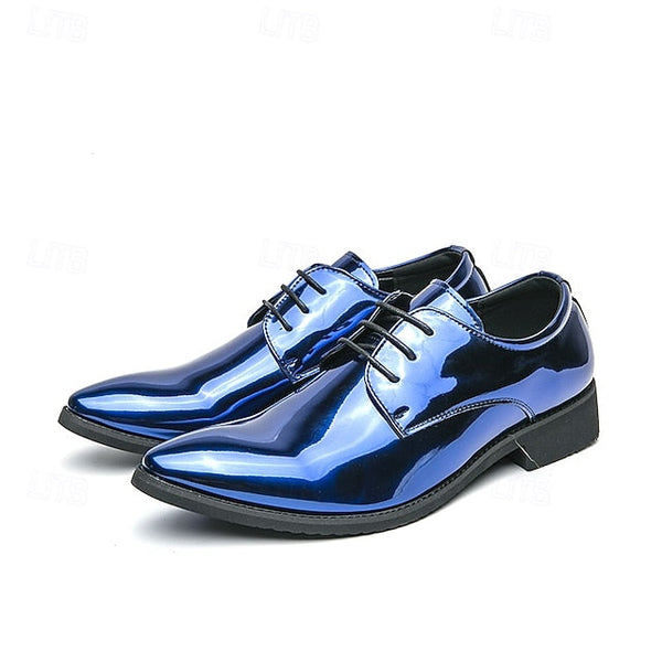 for Formal Green Glossy Men Lace-Up Shoes Patent Leather – FashionChic