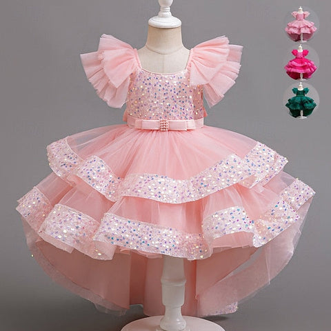 Girls' Wedding Sleeveless Dress Kids Party Special Sequin FashionChic