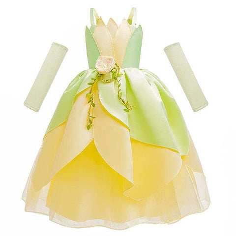 Girl Theme Fairytale Tiana Tinker Dress Bell Princess Flower FashionChic