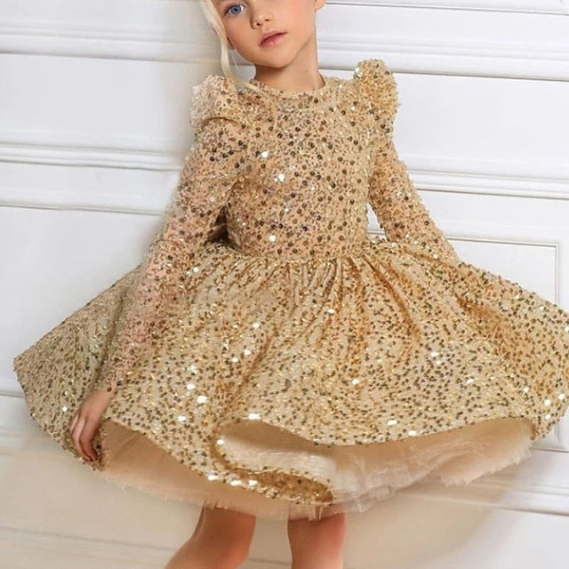 Kids Dress Party Sequin Little Line A Girls' FashionChic