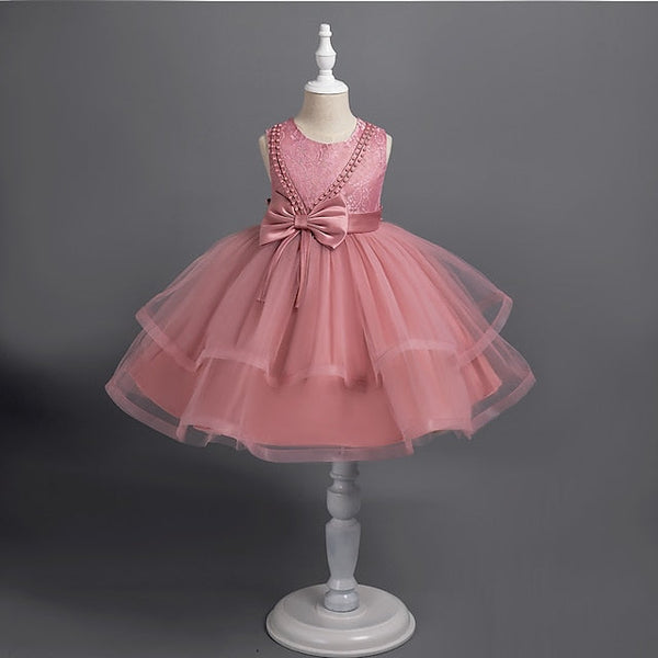 Party Color Girls' Solid Toddler Dress Sleeveless FashionChic