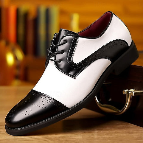 Shoes Color-Blocked White Men's and Dress Black with FashionChic