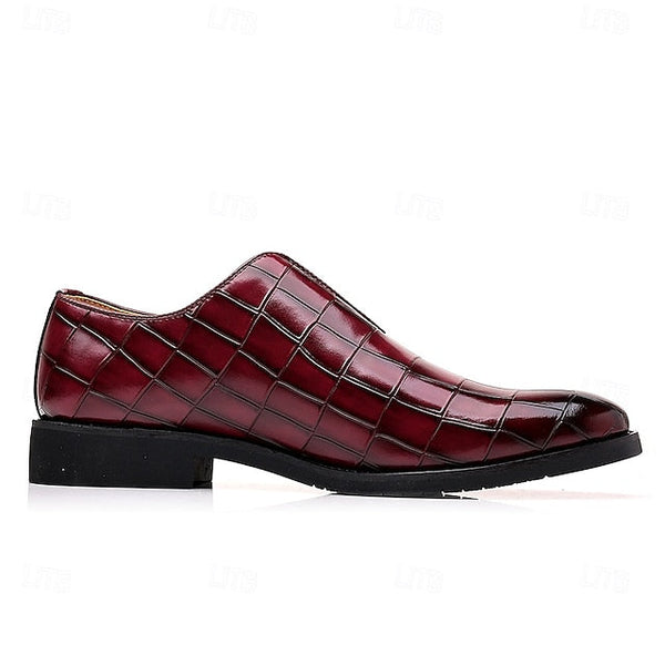 Shoes Pattern Men's Burgundy – Dress Crocodile Slip-On FashionChic