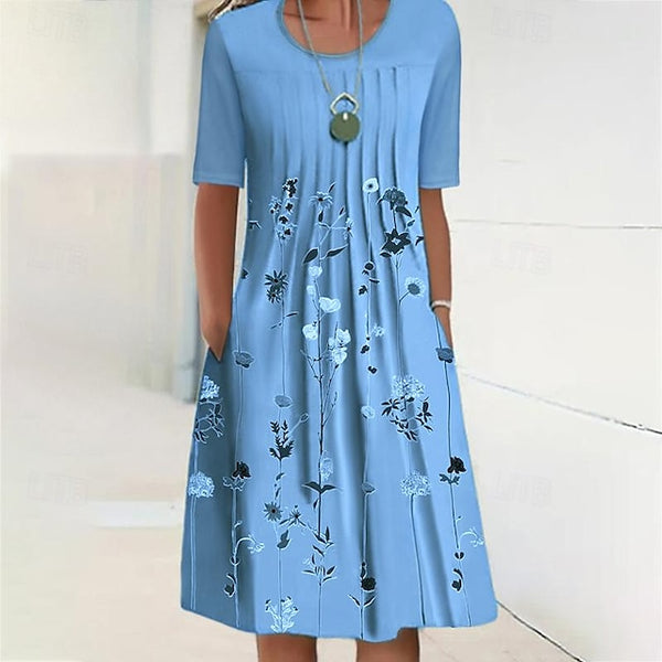 Women's Midi Dress Casual Dress Shift Dress Floral Ruched