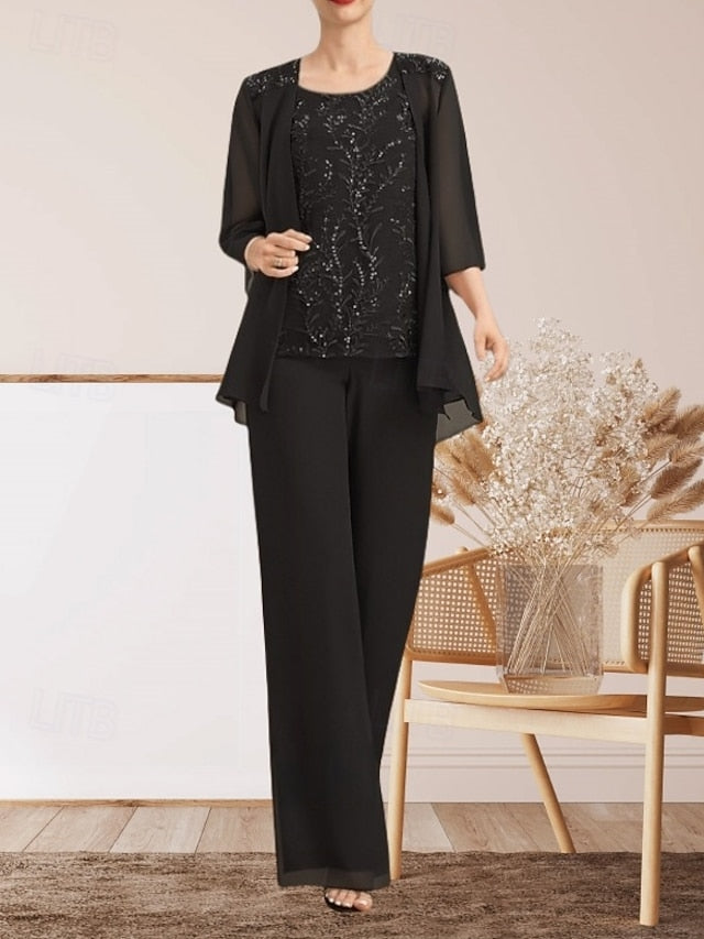 Elegant Mother Piece Pantsuit of Guest Wedding 3 Dress the Bride FashionChic