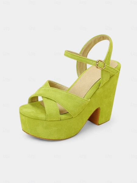 - Hot Pink Suede with Platform Ankle Sandals Strap Women's FashionChic