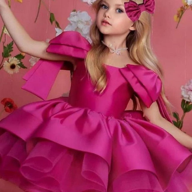 Color Party Dress Flower Kids Girls' Girl Solid FashionChic