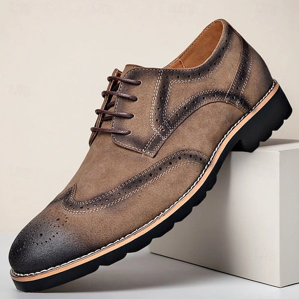Brogue Brown Vintage Lace-Up Derby Men's Dress – Shoes FashionChic