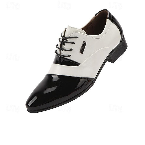White Faux – Men's Shoes and Leather Oxford Black Patent FashionChic