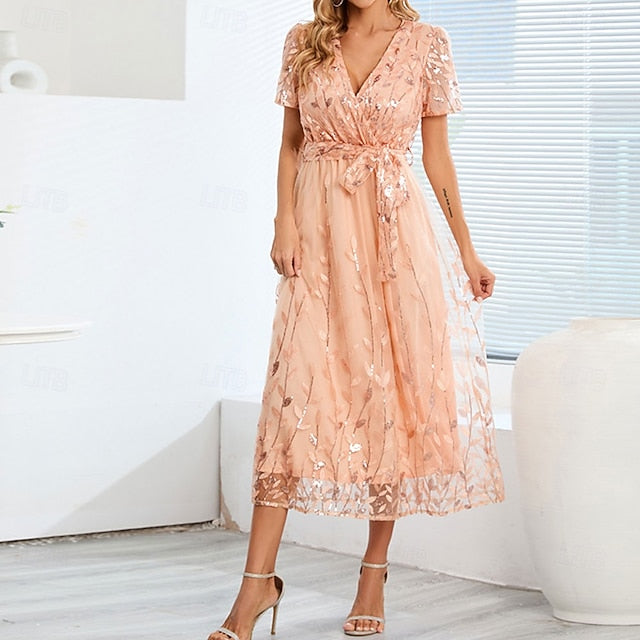 Mother Elegant V the Neck Bride A-Line Sequin of Dress FashionChic