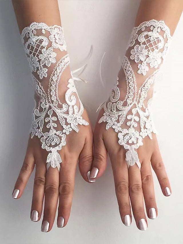 Gloves Vintage White Lace Bridal Elegant – Wedding Fingerless FashionChic