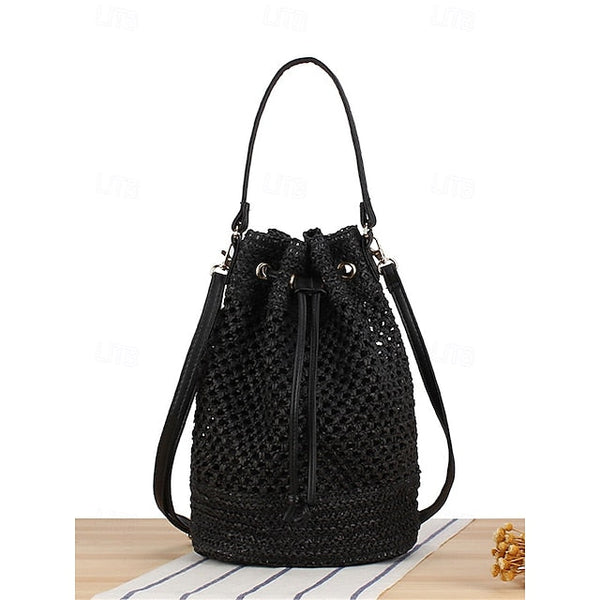 Bag - with Tote Women’s Summer Woven Drawstring Stylish Bucket FashionChic
