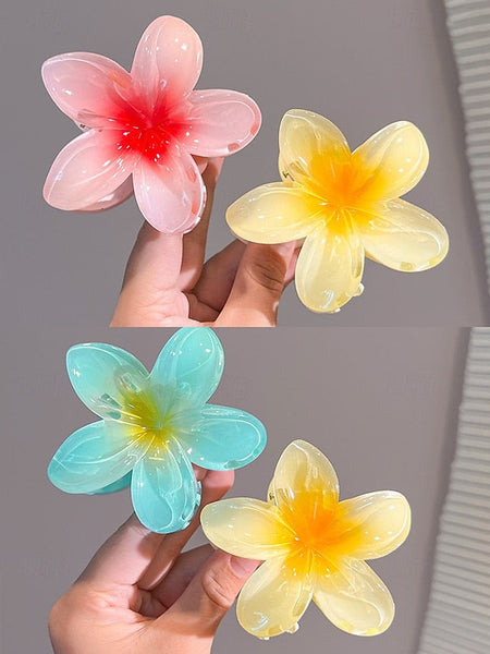 Clips Flower Plumeria Hair – Resin Tropical 6PCS Hawaiian FashionChic