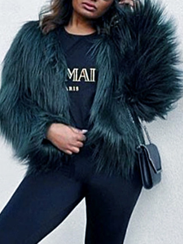 Comfortable Furs Faux Fur Warm Leathers Coat Women's FashionChic