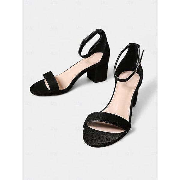 Ankle Stylish Women's Glitter Sandals Heel Gold with Block FashionChic