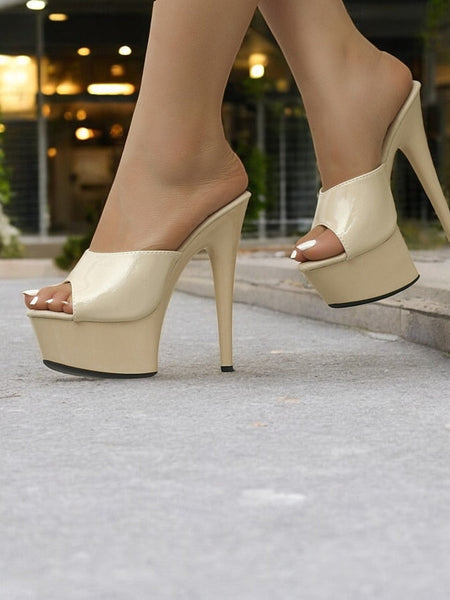 High Leather Women's Heels Patent Red Platform with FashionChic