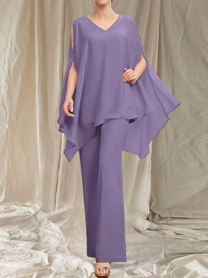 Neck the Guest Bride of V Wedding Pantsuit Dress Mother Elegant FashionChic