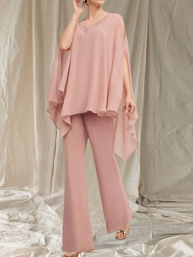 Neck the Guest Bride of V Wedding Pantsuit Dress Mother Elegant FashionChic