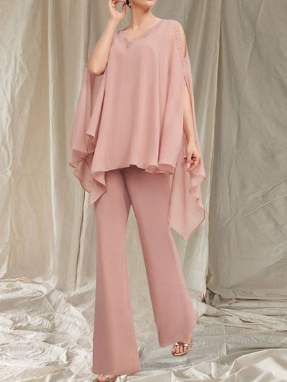 Neck the Guest Bride of V Wedding Pantsuit Dress Mother Elegant FashionChic