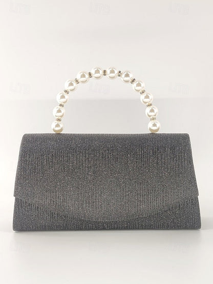 Women's Glitter Bag Clutch Handle with Pearl Purple – FashionChic