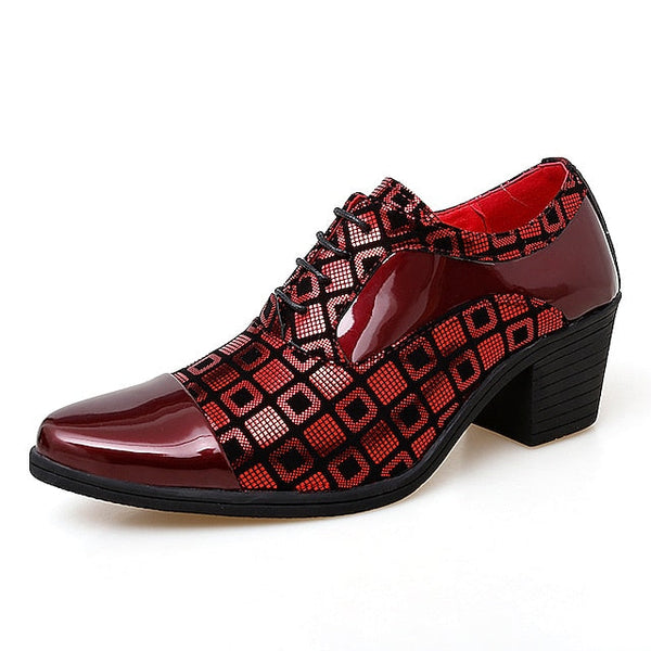 Heel Oxford Men's Patent Shoes and Red Leather Black Block FashionChic