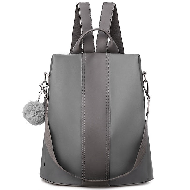 Convertible Pom Backpack Faux Purse Leather with Women's FashionChic