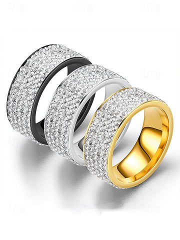 Rhinestone Full Pave Men's Band with Wide Rings FashionChic
