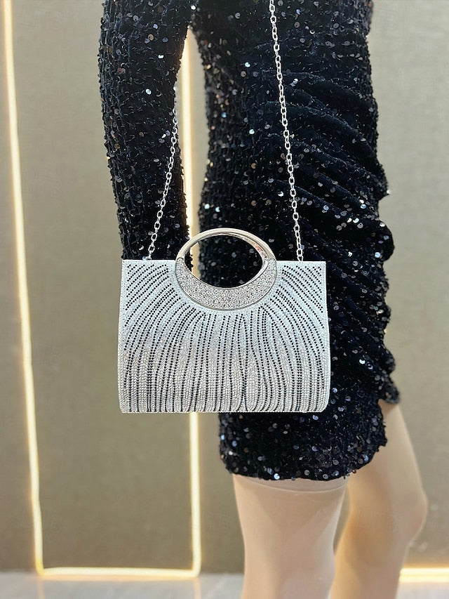 Evening Bag Clutch – Round Rhinestone with Women's Handle FashionChic