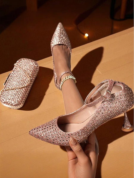 Clutch Matching Women's Set Green Bag Rhinestone Heels and FashionChic