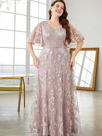 Curve Bride Size V Dress Mother the Neck Elegant Plus of FashionChic
