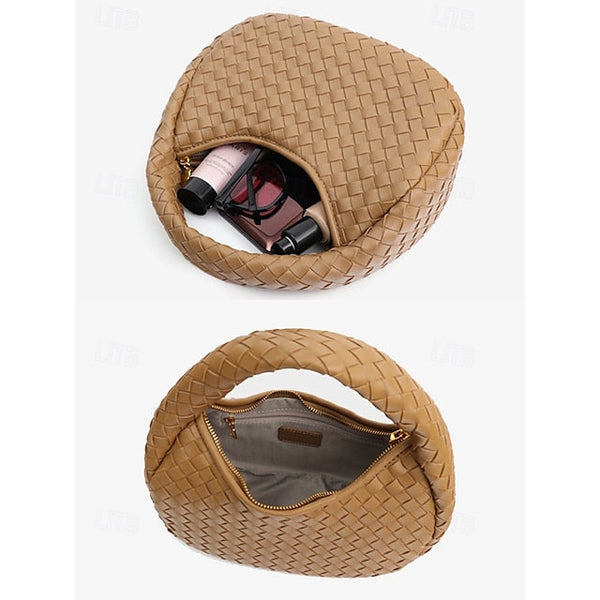 Leather Elegant Woven Chic Bag Women's Hobo – Round Ivory FashionChic