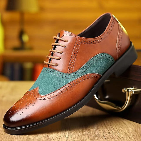 Brown – Wingtip Two-Tone Shoes Green and Men's in Oxford FashionChic
