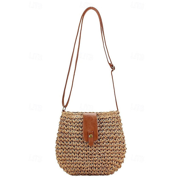 - Crossbody Women’s Chic Strap with Woven Straw Bag Leather FashionChic