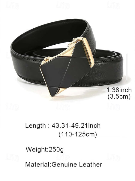 Metal Black with Leather Elegant Adjustable Belt Men's FashionChic