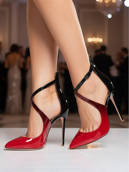 Stiletto Heels Women's - Strappy Patent Leather Purple FashionChic