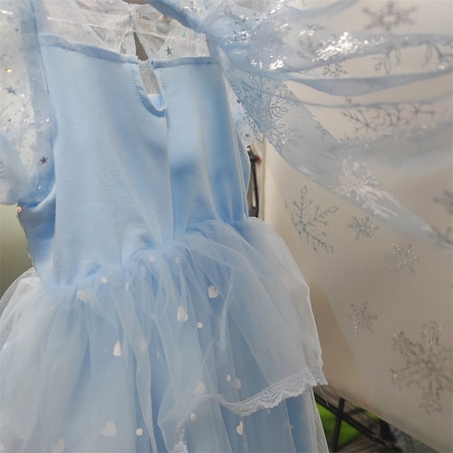 Princess Flower Elsa Cosplay Cloak Girl Frozen Dress FashionChic