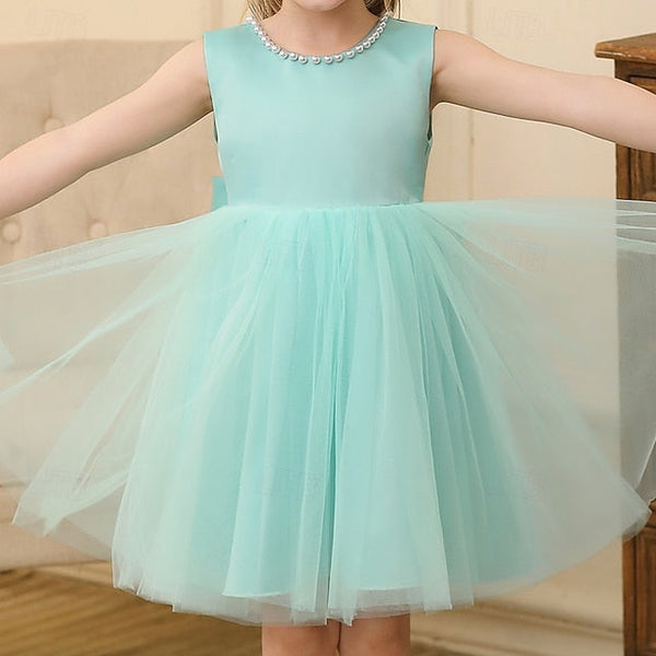 Solid Color Dress Wedding Girls' Kids Party Sleeveless FashionChic