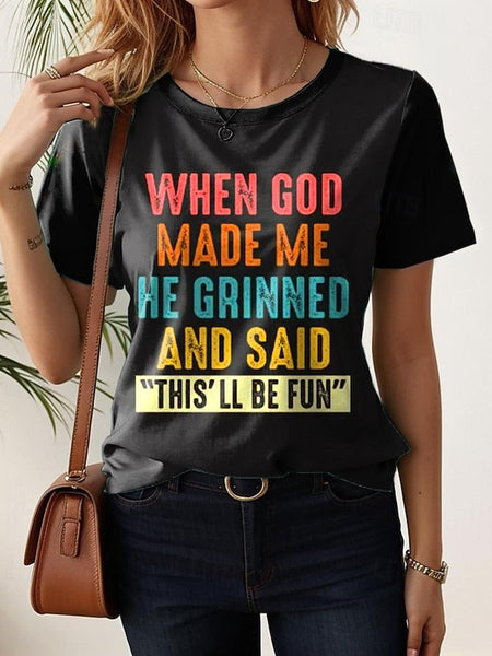 Women's T Shirt Graphic Letter Stylish Casual Short Sleeve FashionChic