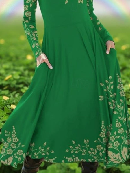 St. Paddy's Day Women's Midi Dress Casual Dress Swing FashionChic