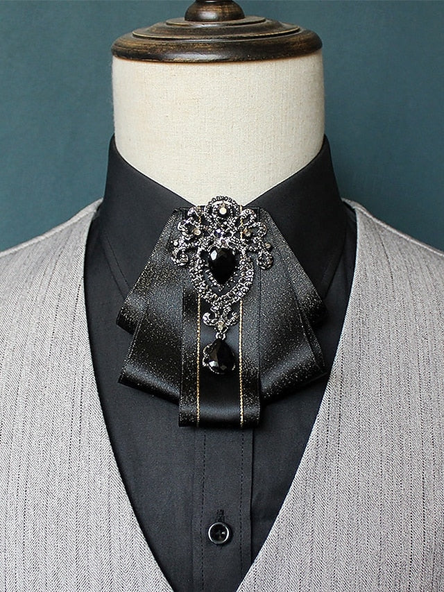 Elegant Men's Christmas Satin Bow Tie - Diamond-Accent FashionChic