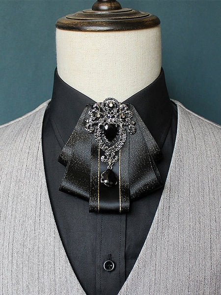 Elegant Men's Christmas Satin Bow Tie - Diamond-Accent FashionChic