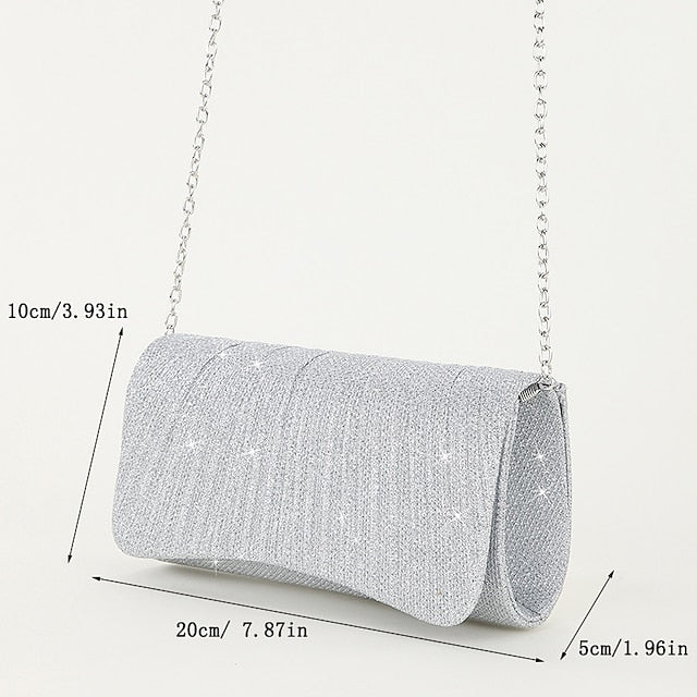 Women's – Evening Purse Clutch Elegant Glitter Silver FashionChic