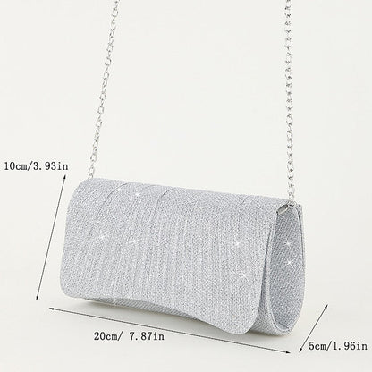 Women's – Evening Purse Clutch Elegant Glitter Silver FashionChic