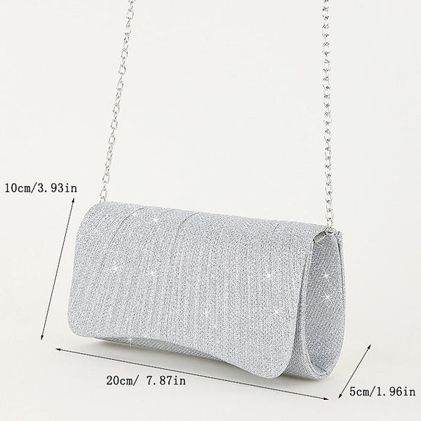 Women's – Evening Purse Clutch Elegant Glitter Silver FashionChic