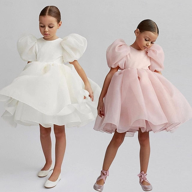 Girl Dress Party Solid Girls' Kids Flower Color FashionChic