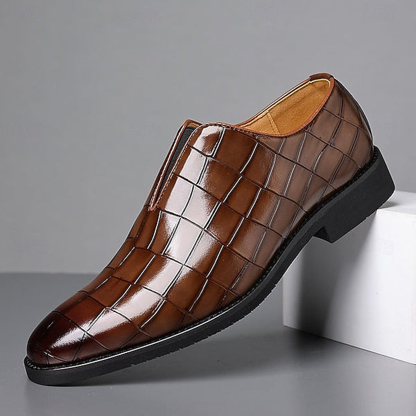 Shoes Pattern Men's Burgundy – Dress Crocodile Slip-On FashionChic