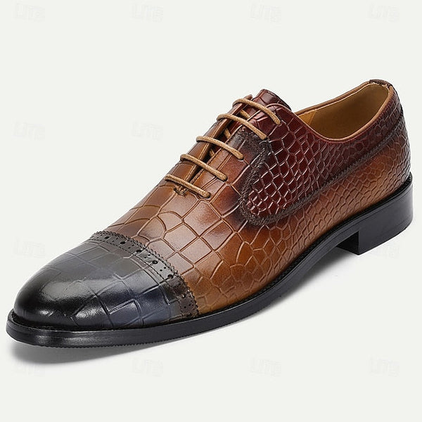 Oxford Genuine Leather – Crocodile Men’s Elegant Shoes Print FashionChic