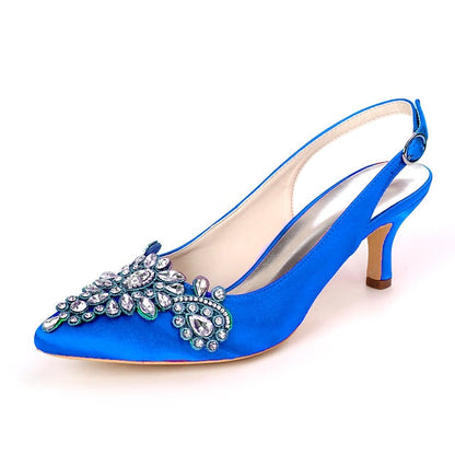 Heels Women Slingback - for Crystal Beige Embellishment with FashionChic