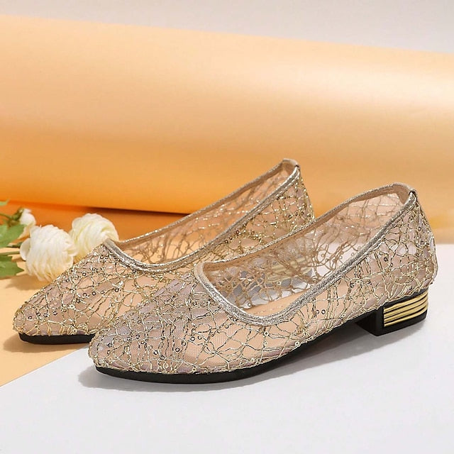 Elegant Mesh Sequin Flats Ballet Silver Women's – FashionChic