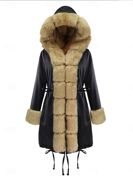 Collar Fur Faux Pocket Women's Warm Breathable Coat FashionChic